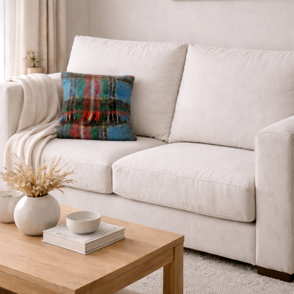 Square, Pure Mohair Cushion in Anderson Tartan.