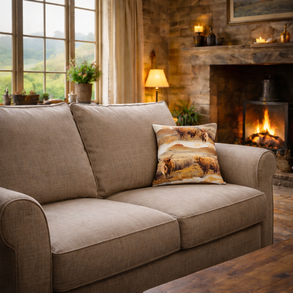 Square Highland Cow Cushion