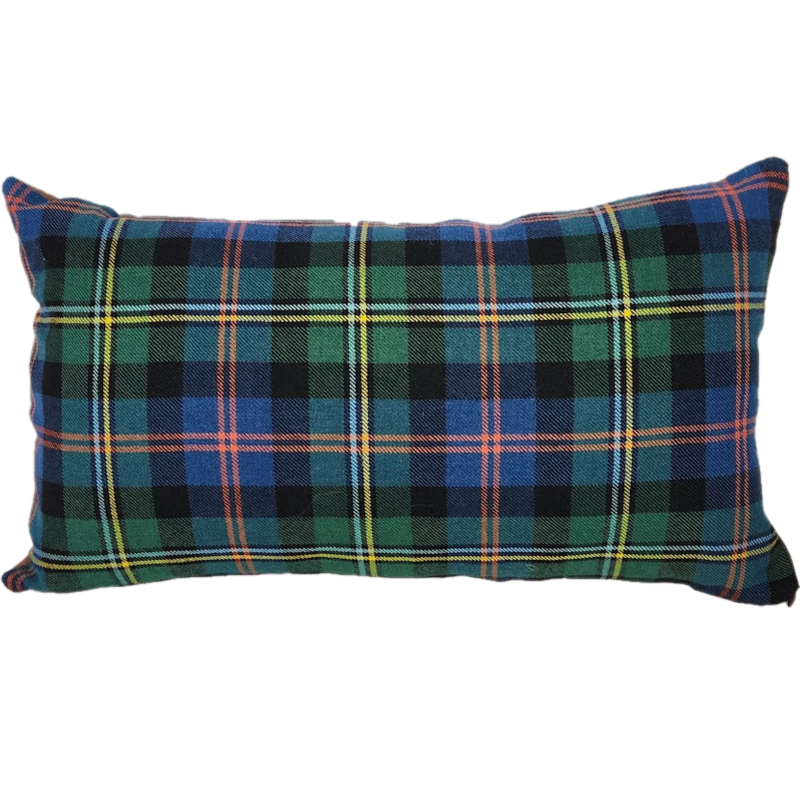 Tartan and Leather Lumbar Cushion - Malcolm Ancient