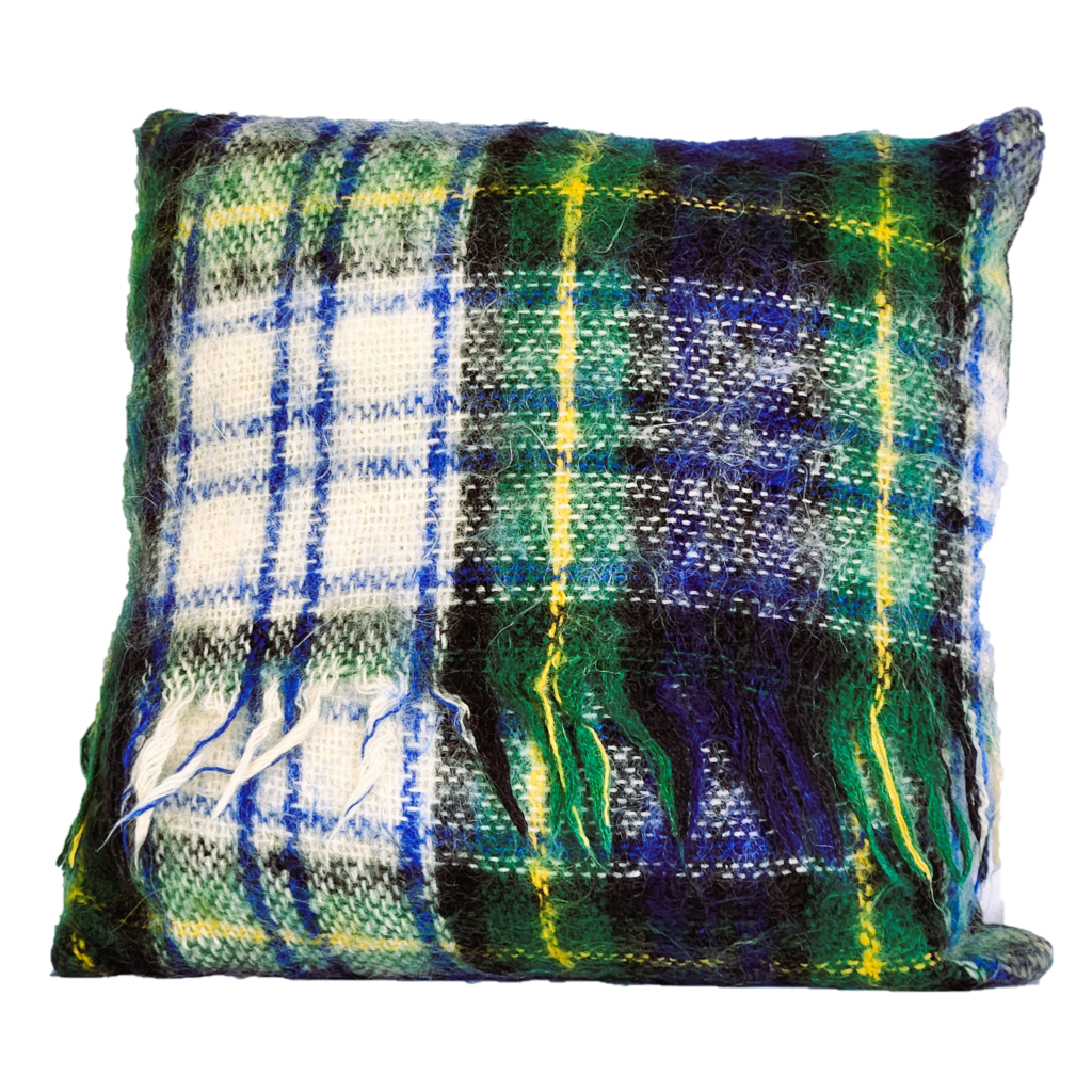 Square, Pure Mohair Blanket Cushion in Dress Gordon Tartan.