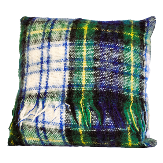 Square, Pure Mohair Blanket Cushion in Dress Gordon Tartan.