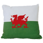 Square, Welsh Flag Cushion made from Recycled Jeans