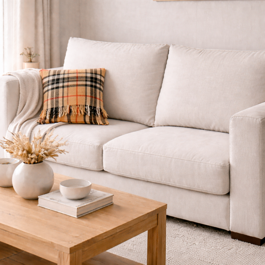 Square, Pure Wool Cushion in Burberry Inspired Tartan.