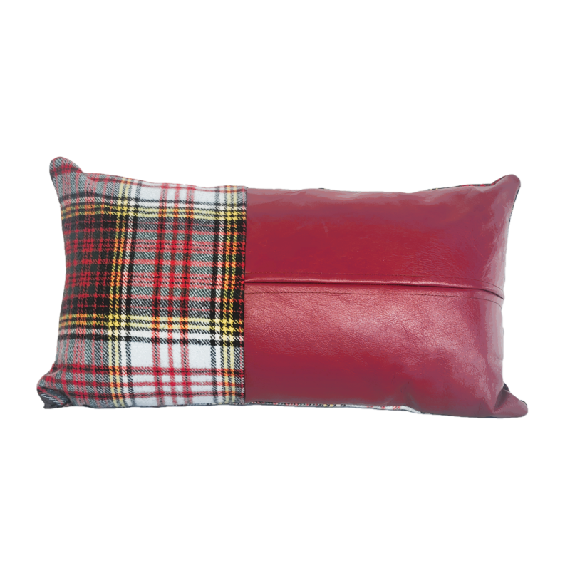 Tartan & Leather Lumbar Cushion - Anderson