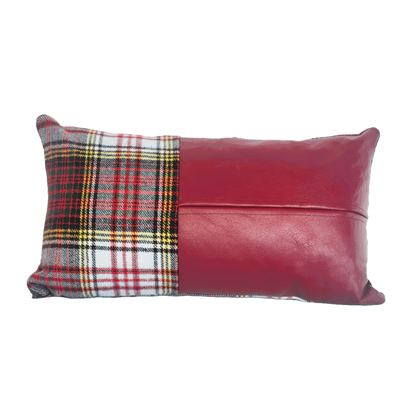 Tartan & Leather Lumbar Cushion - Anderson