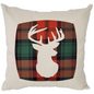 Square Linen Cushion with Kerr Tartan Stag