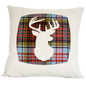Square Linen Cushion with Anderson Tartan Stag