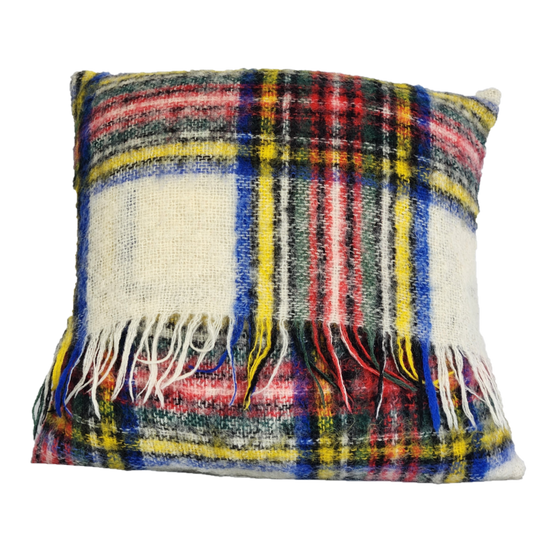 Square, Pure Mohair Blanket Cushion in Dress Stewart tartan.