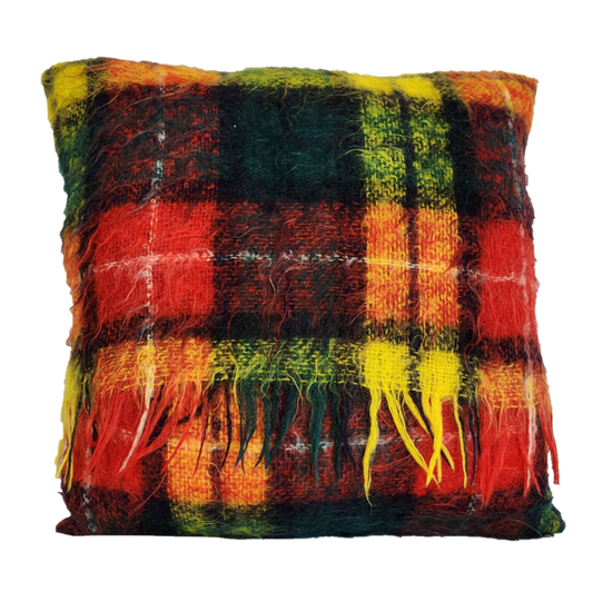 Square, Pure Mohair Blanket Cushion in Buchanan tartan.