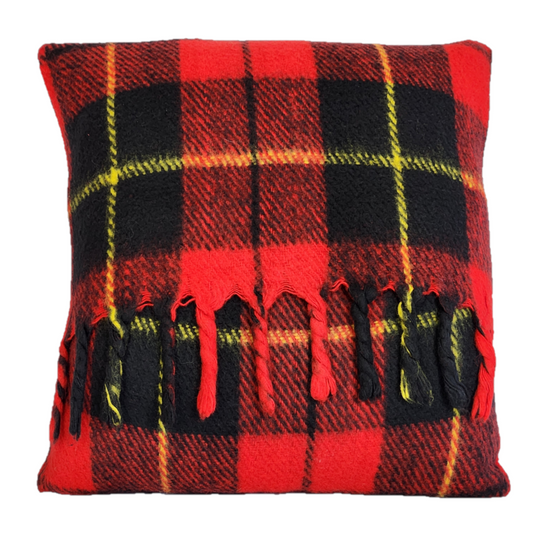 Square Wool Blend Blanket Cushion in Wallace Tartan