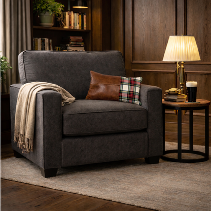Tartan & Leather Lumbar Cushion - Dress Stewart Tartan