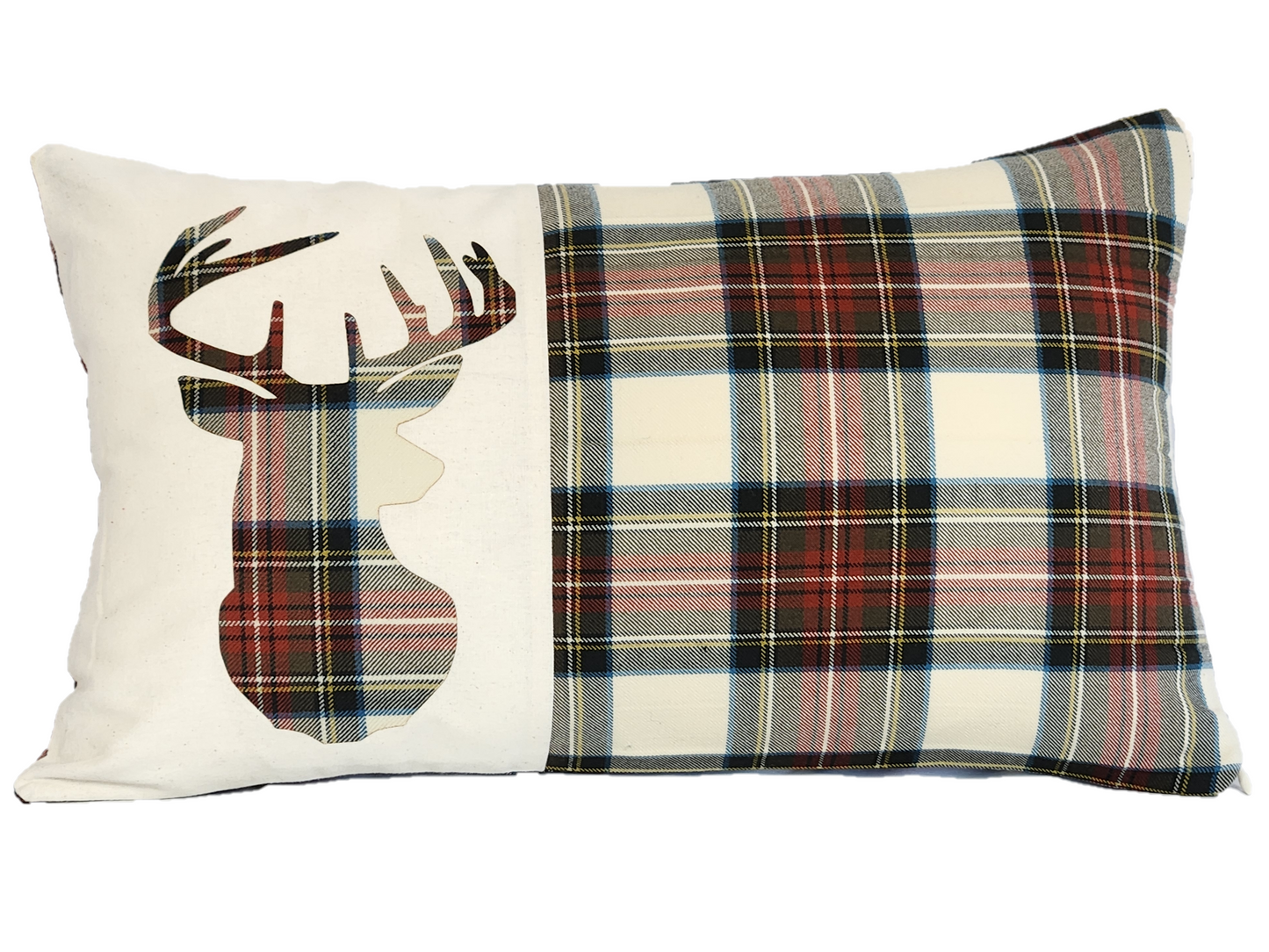 Tartan Stag Lumbar Cushion - Royal Stewart Muted
