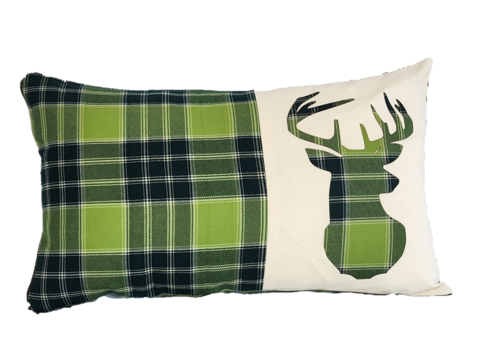 Tartan Stag Lumbar Cushion - Royal Stewart Muted