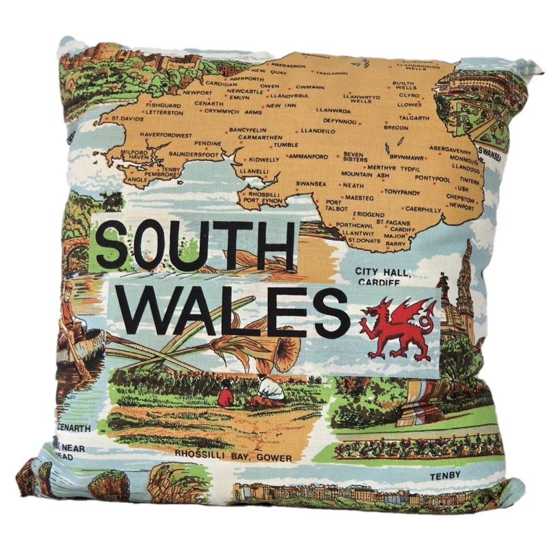 Square South Wales Souvenir Tea Towel Cushion