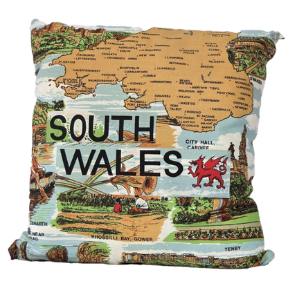 Square South Wales Souvenir Tea Towel Cushion