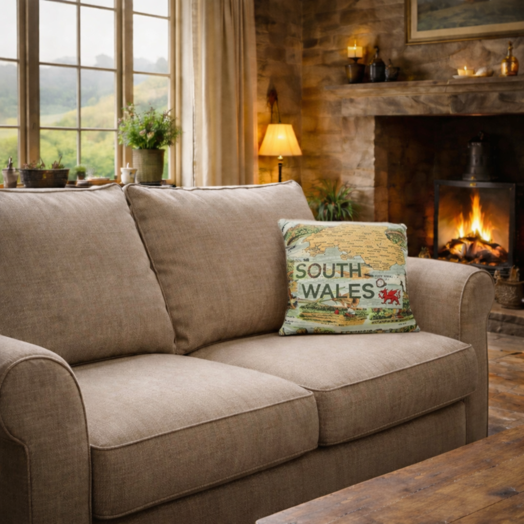 Square South Wales Souvenir Tea Towel Cushion