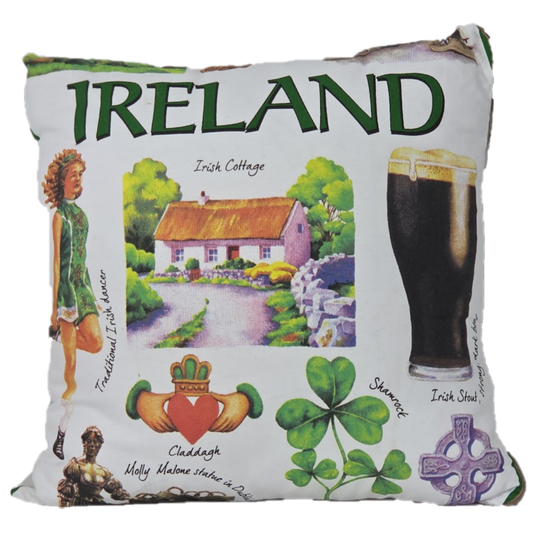 Square Icons of Ireland Sourvenir Tea Towel Cushion