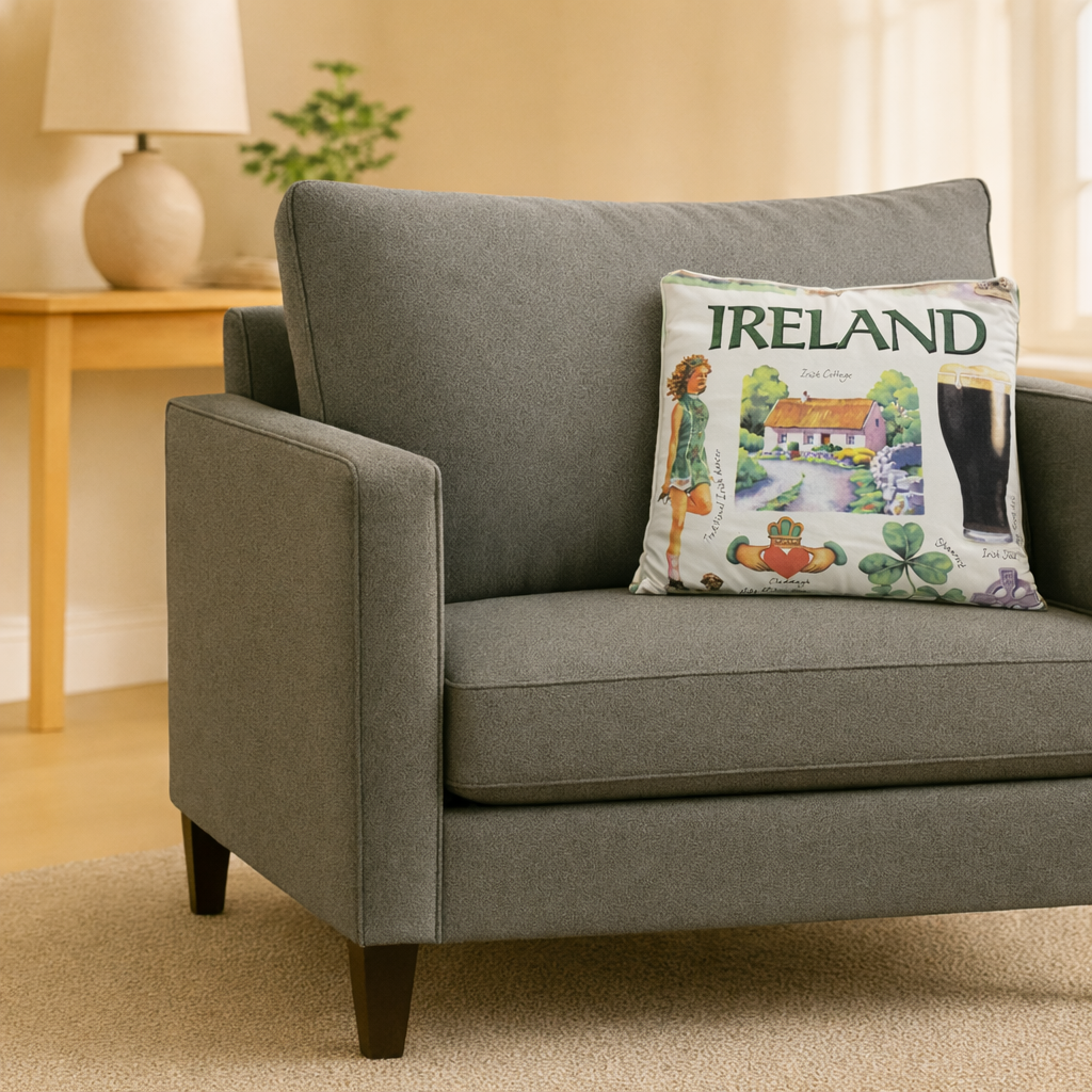 Square Icons of Ireland Sourvenir Tea Towel Cushion