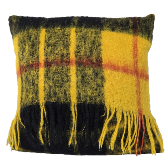 Square, Pure Mohair Cushion in "Loud" Macleod Tartan.